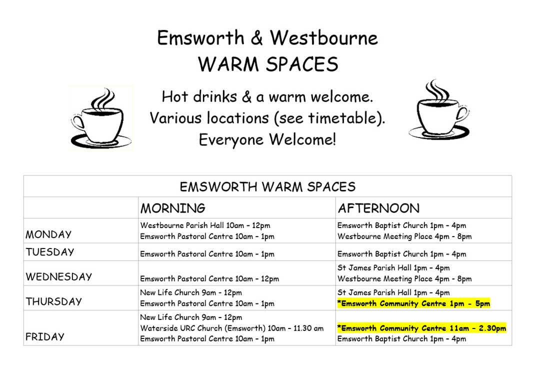 Emsworth and Westbourne warm spaces
